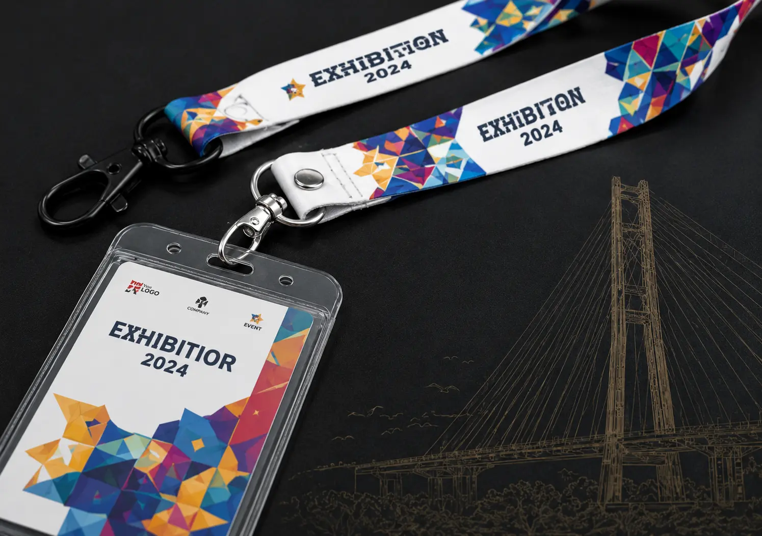 Lanyard custom ungu dengan identitas visual yang ekspresif